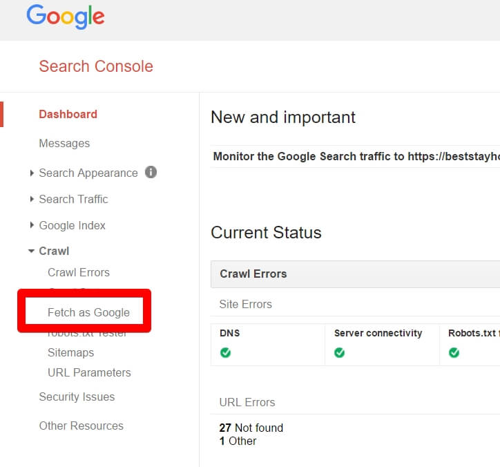 How to Submit A Blog Post To Google Search Console - Click Fetch as Google