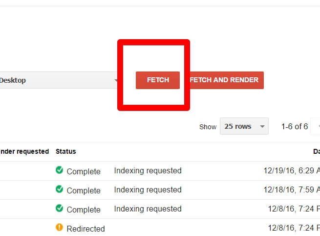 How to Submit A Blog Post To Google Search Console - Click on the Red Fetch Button