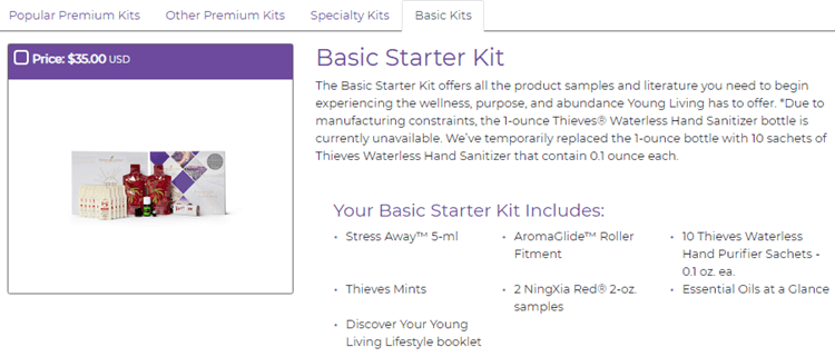 Young Living MLM Review - Basic Starter Kit Pricing